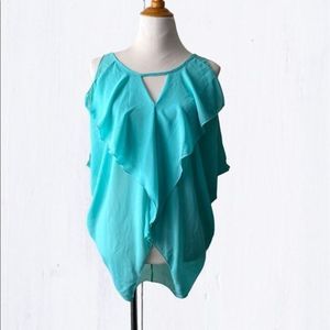 My Beloved Mint Ruffle Top Blouse Chiffon Sleeveless Size M